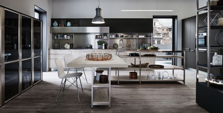 Veneta Cucine: Ethica Quercia Bianco Dek 807, Silk Grigio Piombo 624